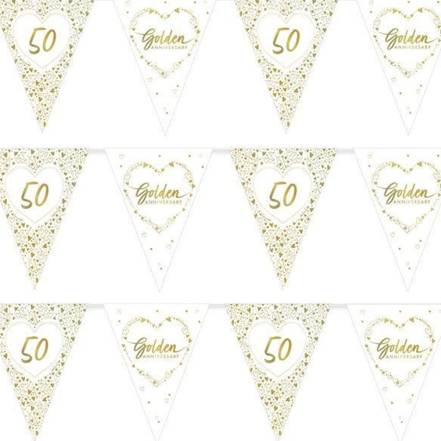 50Th Golden Wedding Anniversary Flag Bunting - 3.7M