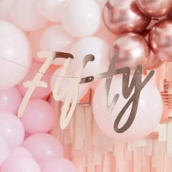 50Th Rose Gold Happy Birthday Banner Bunting