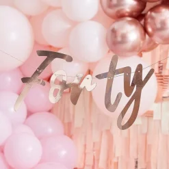 40Th Rose Gold Happy Birthday Banner Bunting