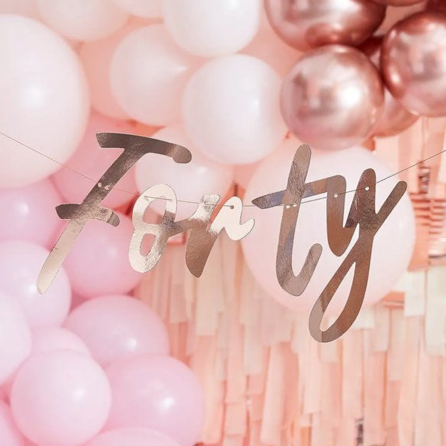 40Th Rose Gold Happy Birthday Banner Bunting