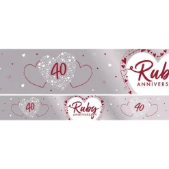 40Th Ruby Wedding Anniversary Foil Banner - 2.74M