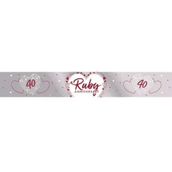 40Th Ruby Wedding Anniversary Foil Banner - 2.74M