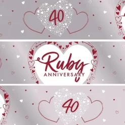 40Th Ruby Wedding Anniversary Foil Banner - 2.74M