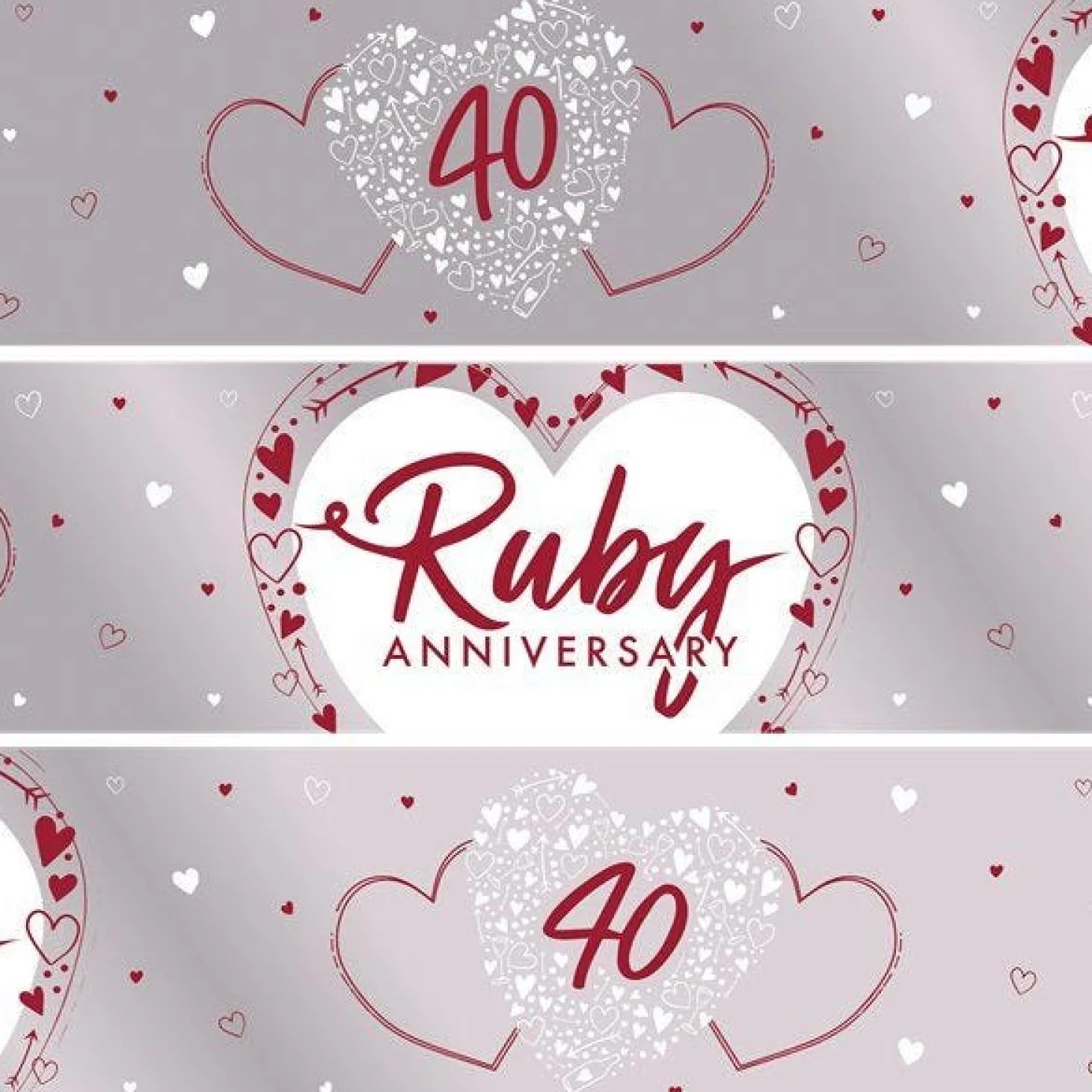 40Th Ruby Wedding Anniversary Foil Banner - 2.74M
