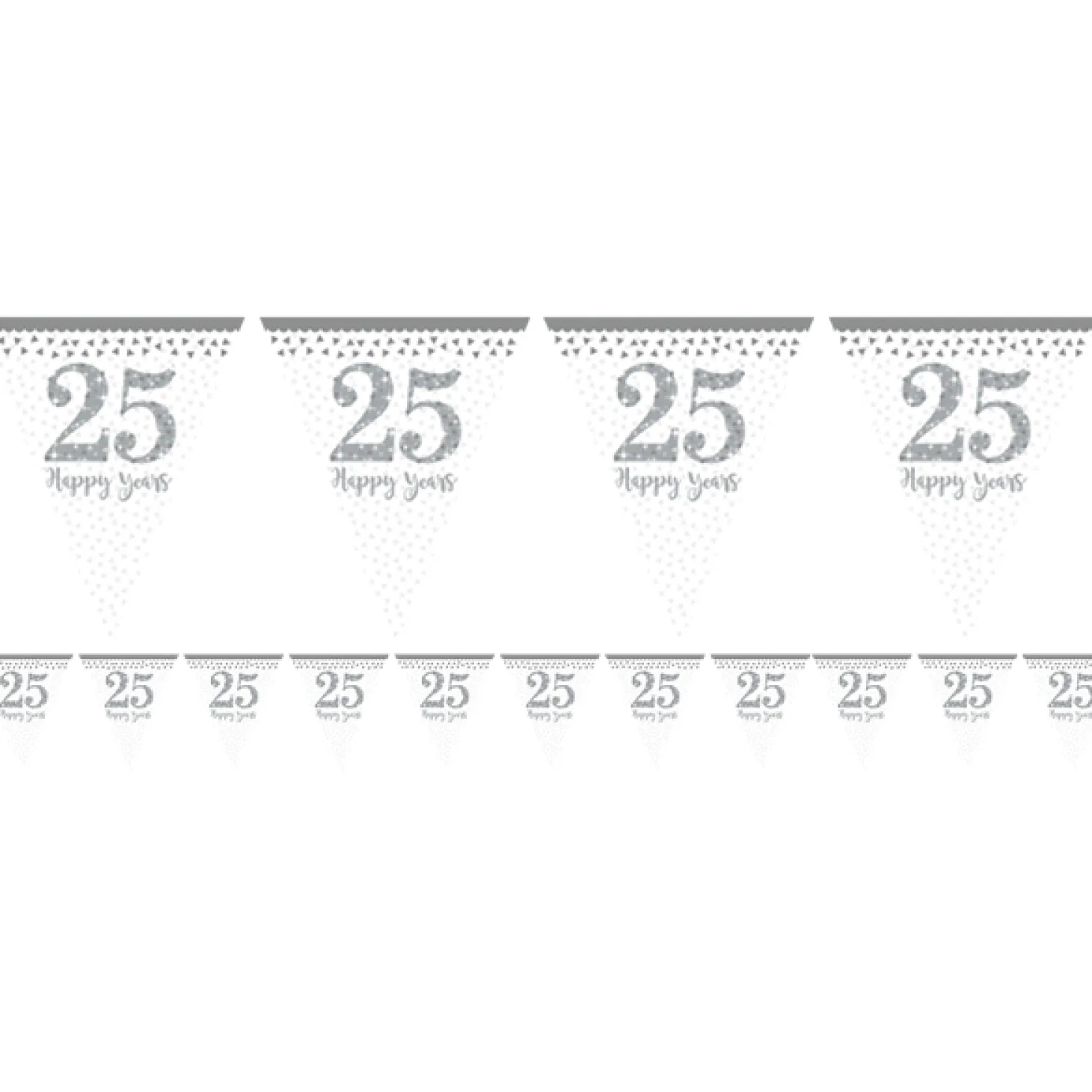 25Th Silver Sparkling Wedding Anniversary Flag Bunting - 4M