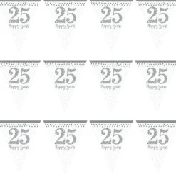 25Th Silver Sparkling Wedding Anniversary Flag Bunting - 4M