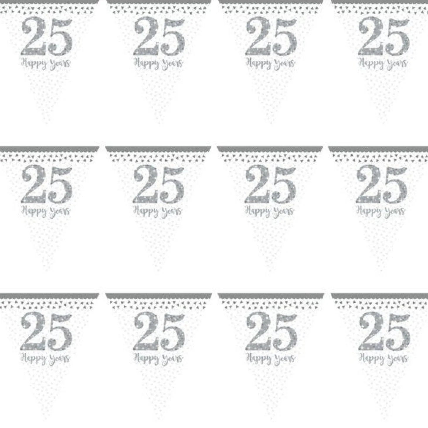 25Th Silver Sparkling Wedding Anniversary Flag Bunting - 4M