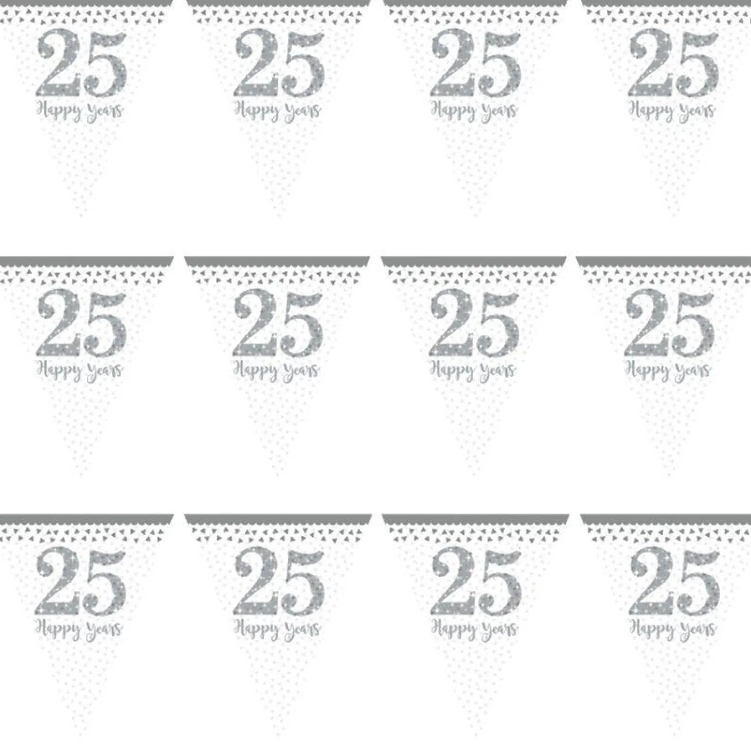 25Th Silver Sparkling Wedding Anniversary Flag Bunting - 4M