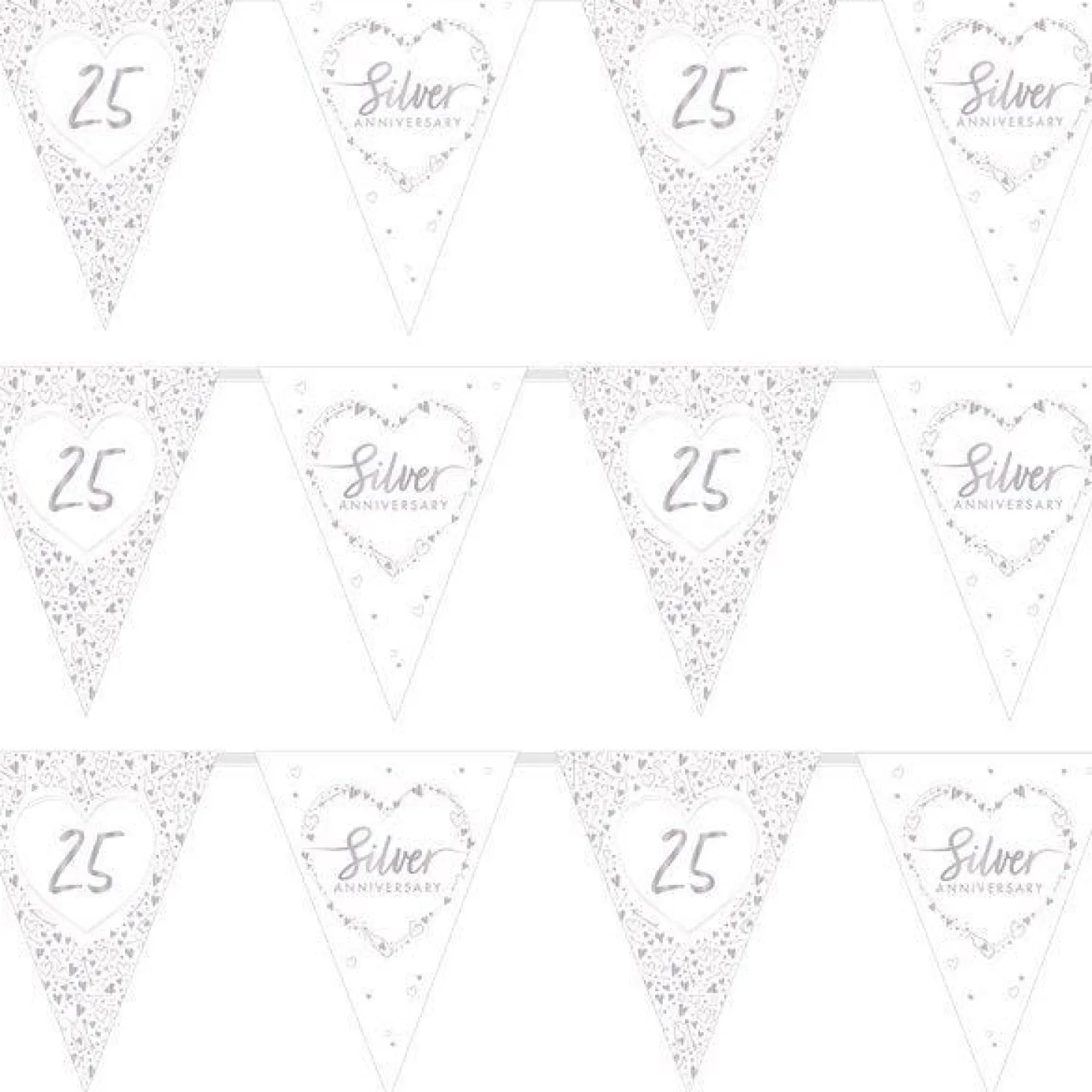 25Th Silver Wedding Anniversary Flag Bunting - 3.7M