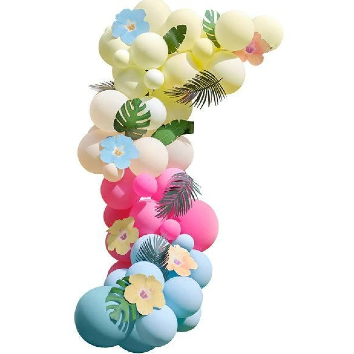 Tiki Tropics Balloon Arch With Faux Foliage - 70 Balloons
