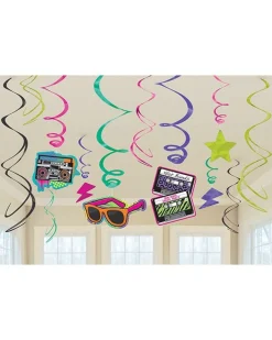 Totally 80S Hanging Swirls Decoration (12Pk)
