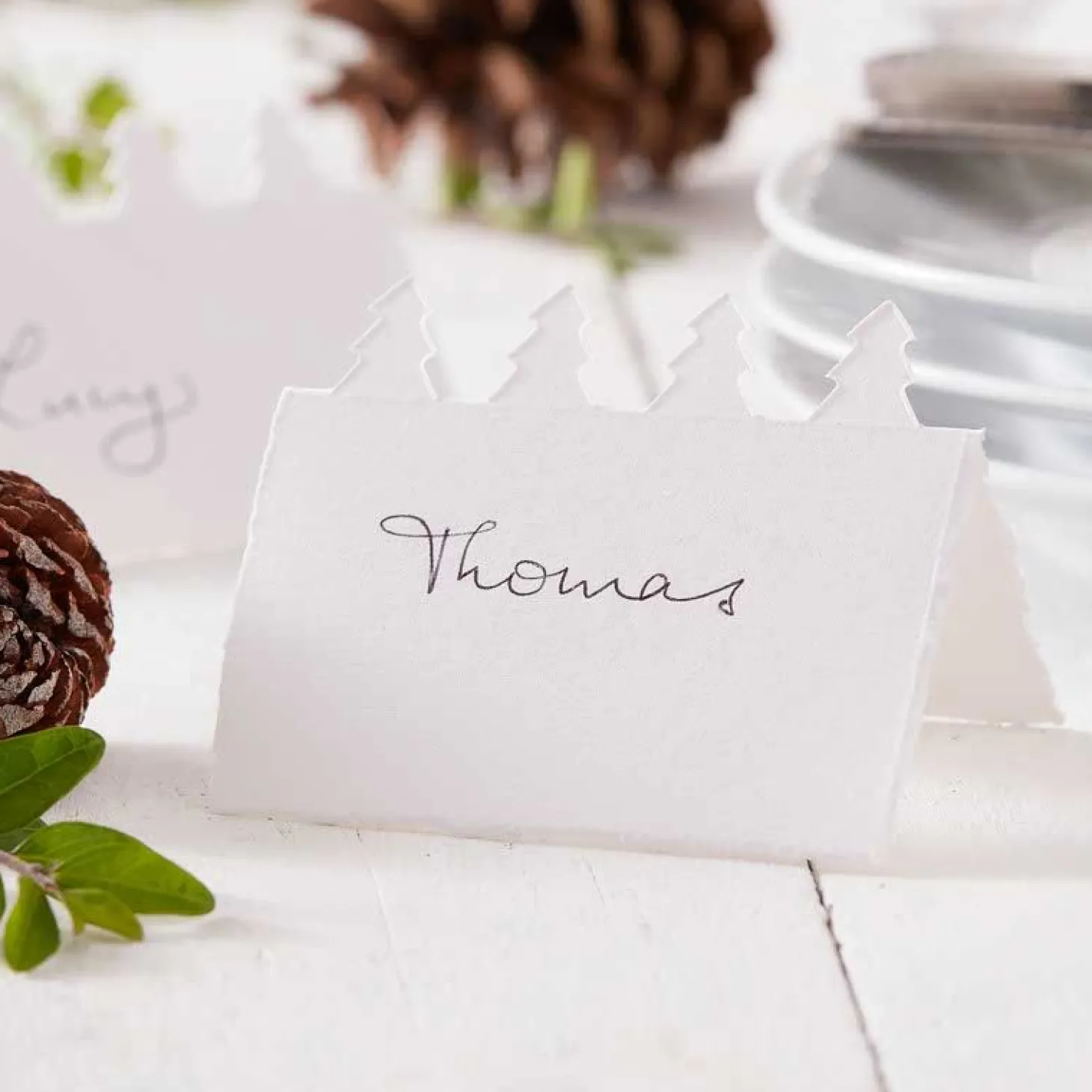 Tree Cut Out Cotton Paper Place Cards (10Pk)