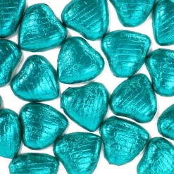 Turquoise Foil Chocolate Hearts X20