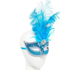 Turquoise Masquerade Mask With Sequins
