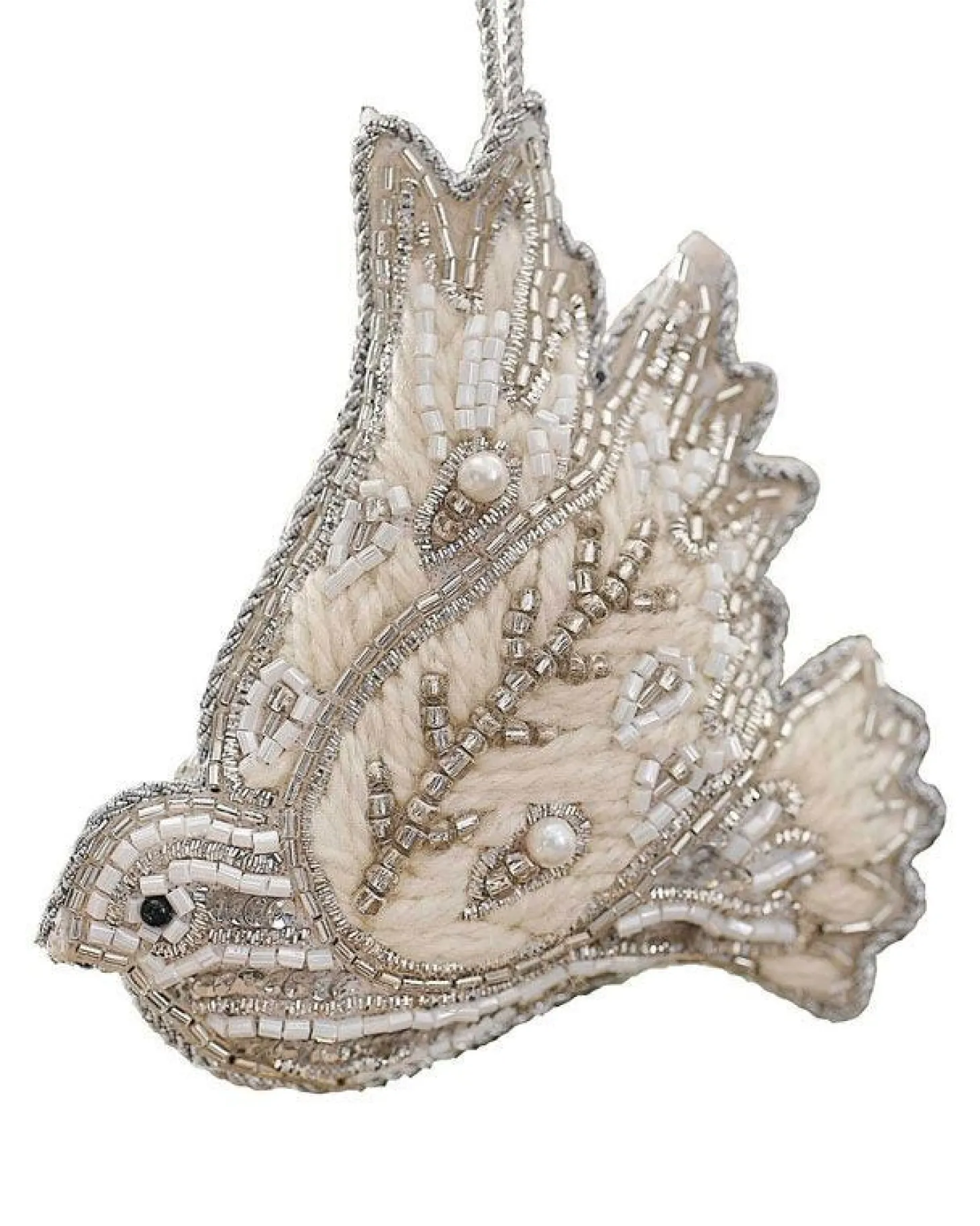 Turtle Dove Velvet Embroidered Tree Decoration
