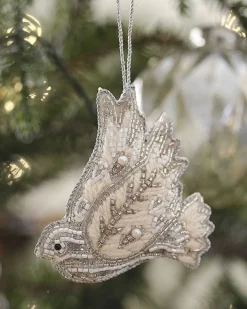 Turtle Dove Velvet Embroidered Tree Decoration
