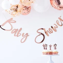 Twinkle Twinkle 'Baby Shower' Rose Gold Paper Banner - 1.5M
