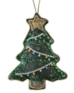Velvet Embroidered Tree Decoration