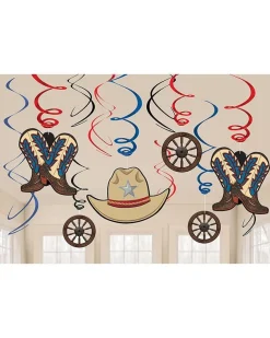 Western Party Hanging Swirl Decorations (12Pk)