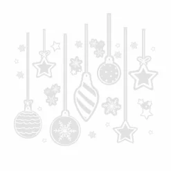 White Bauble, Star & Snowflake Christmas Window Sticker Sheets (3Pk)