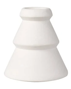 White Ceramic Tree Shaped Candle Holders (2Pk)