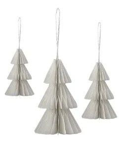 White Honeycomb Trees Hanging Decorations (3Pk)