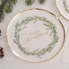 White Merry Christmas Wreath Paper Plates - 24Cm (8Pk)