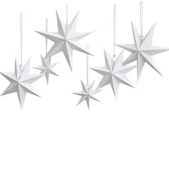 White Paper Hanging Stars (6Pk)