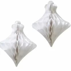 White Paper Honeycomb Baubles - 40Cm (2Pk)