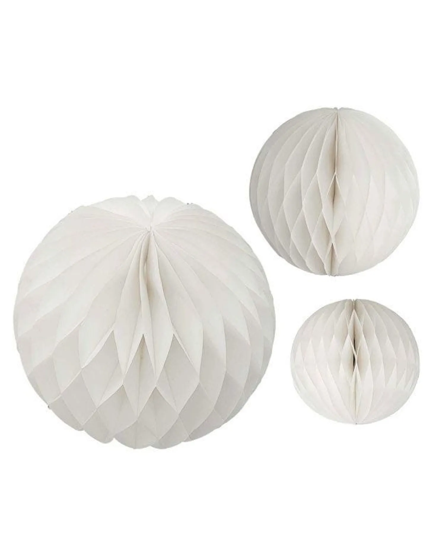 White Paper Honeycomb Hanging Decorations (3Pk)