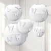 White Paper Lanterns With Butterfly Attachments (5Pk)