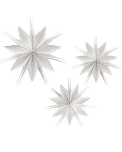 White Paper Stars Hanging Decorations (7Pk)