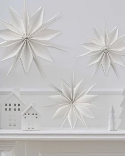 White Paper Stars Hanging Decorations (7Pk)