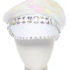 White Reversible Sequin Biker Hat