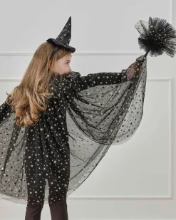 Witch Black & Gold Star Cape