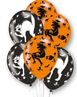 Witches & Cats Print Balloons - 11" Latex (6Pk)