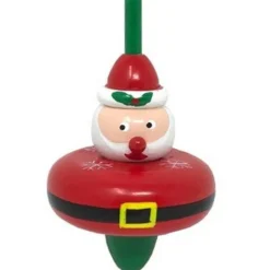 Wooden Christmas Spinning Top - 8Cm
