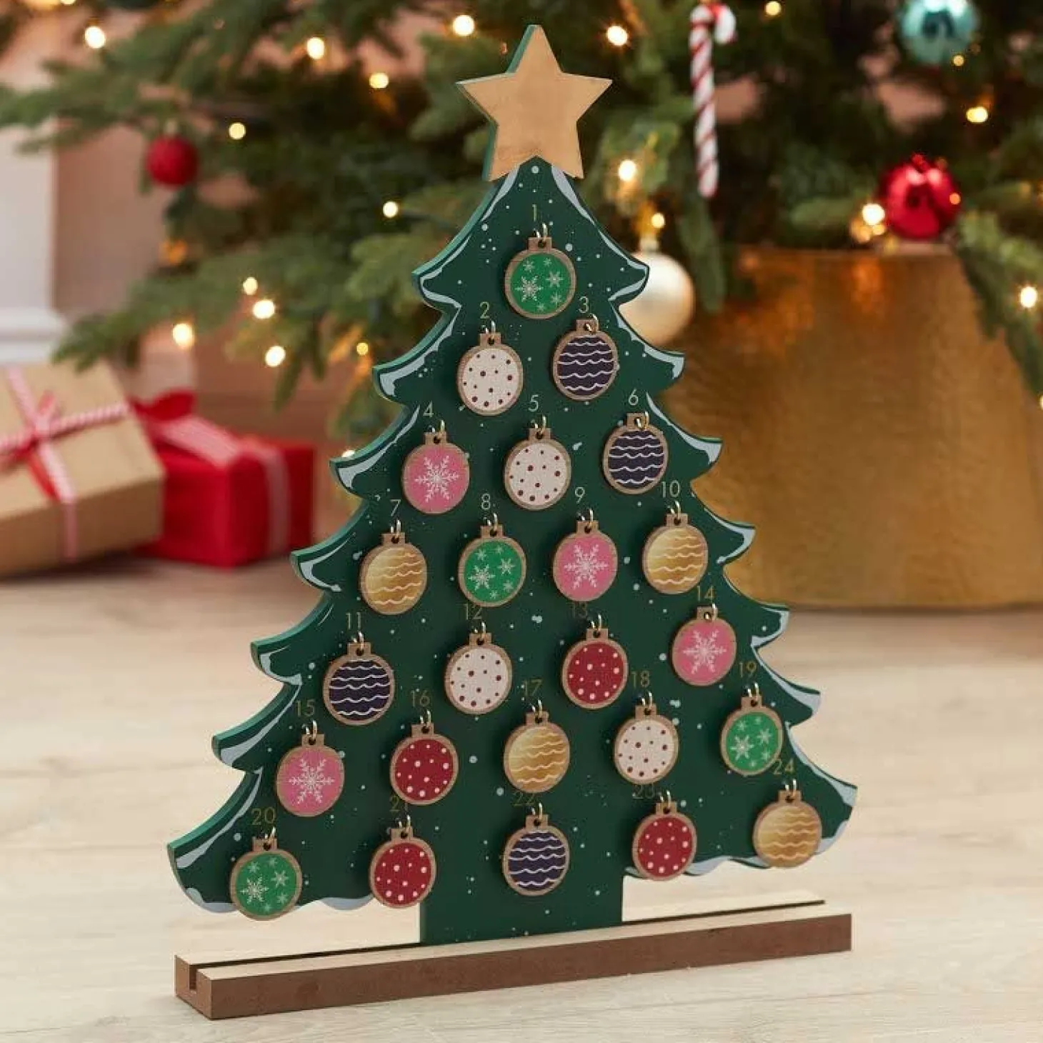 Wooden Christmas Tree Advent Calendar - 46Cm