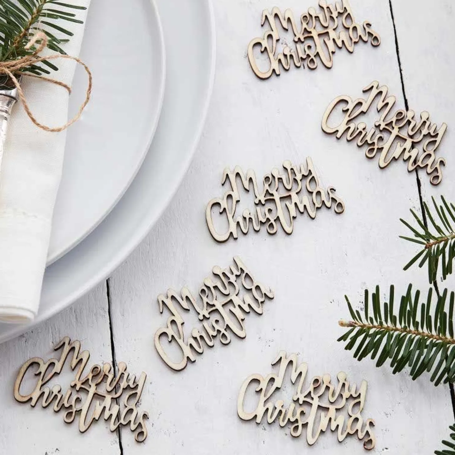 Wooden Merry Christmas Table Confetti (20Pk)