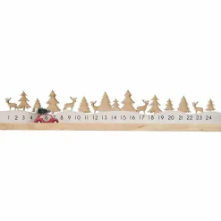 Wooden Reusable Christmas Advent Calendar With Moveable Car - 64Cm X 10Cm