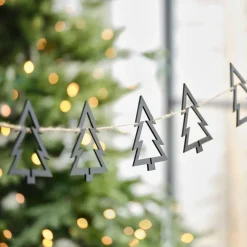 Wooden Tree Christmas Bunting Black - 2M