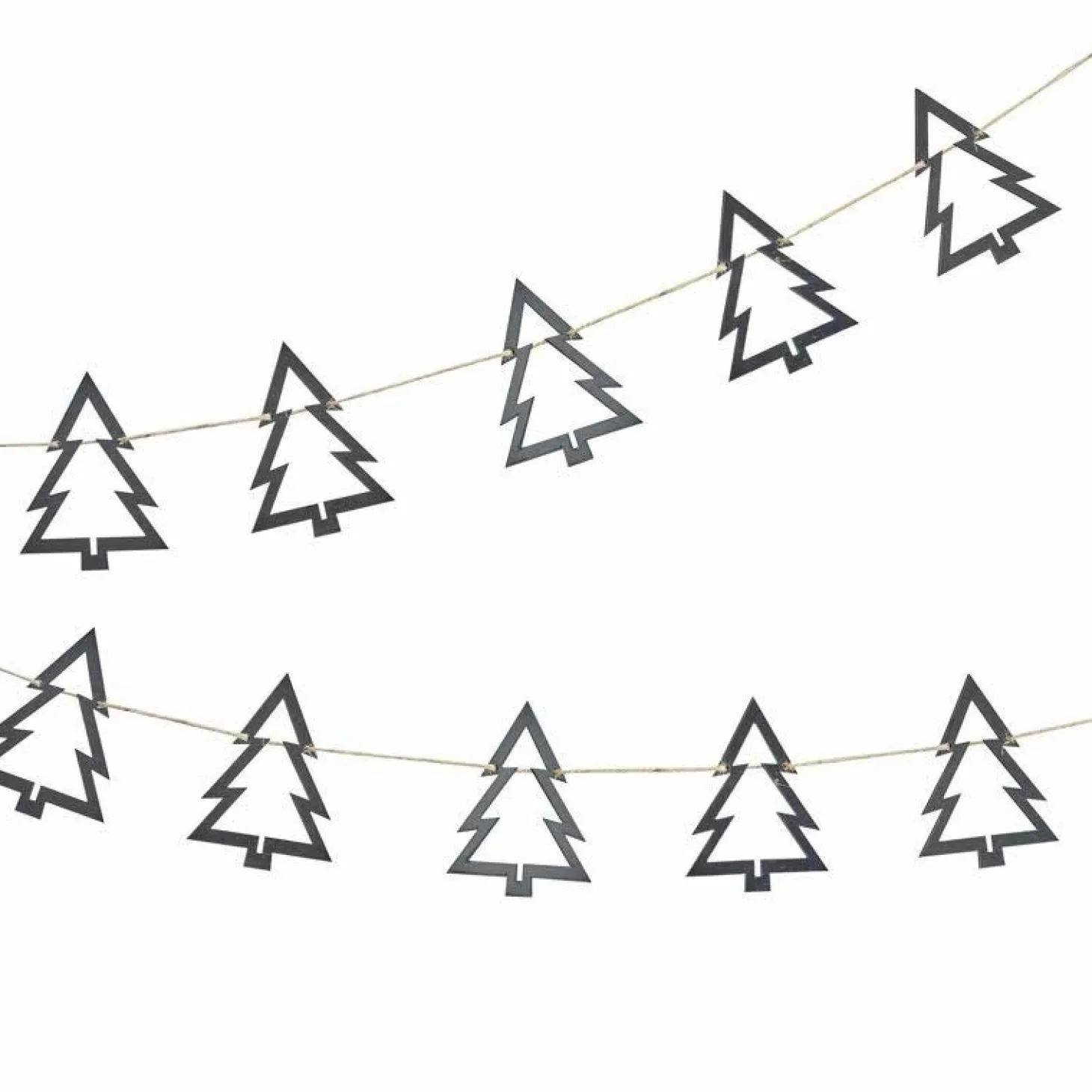 Wooden Tree Christmas Bunting Black - 2M