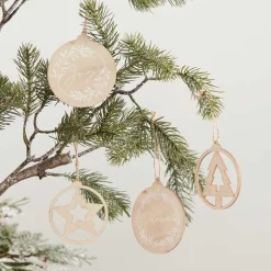 Wooden Tree Decorations Set - 9Cm (4Pk)
