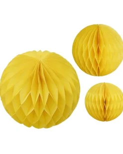 Yellow Paper Honeycomb Hanging Decorations (3Pk)