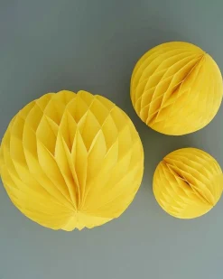 Yellow Paper Honeycomb Hanging Decorations (3Pk)